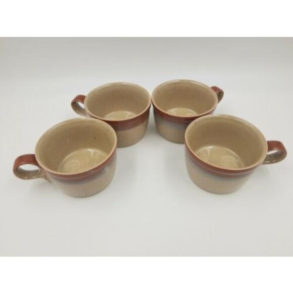 Mikasa Potters Art Country Cabin Coffee Mugs Seibel Japan EC PF 850 Set Of 4 - Picture 2 of 8